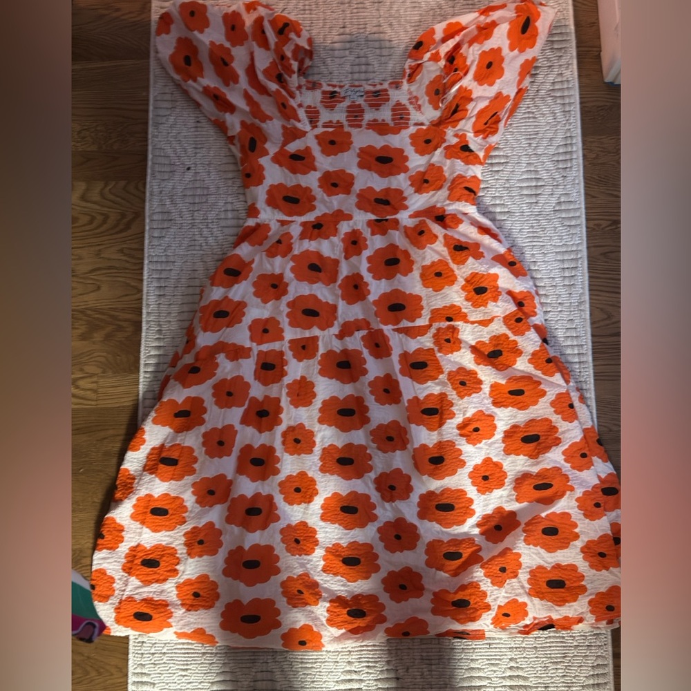Polagram Orange and White Textured Top